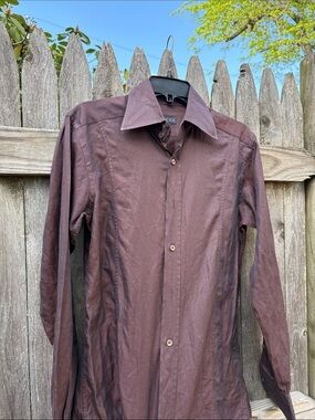 Gucci 38/15 burgundy/brown cotton dress shirt!!